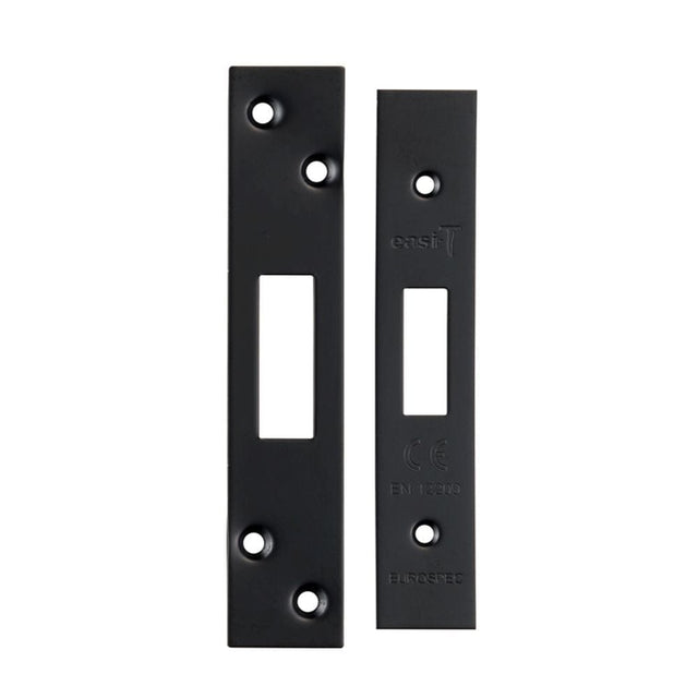Eurospec Locks & Latches Matt Black / Forend Strike & Fixing Packs Eurospec - Architectural Deadlock Forend & Strike Pack - Matt Black