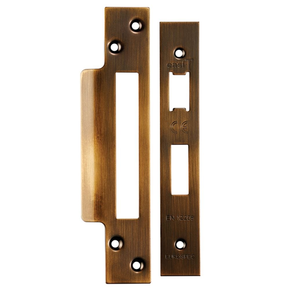 Eurospec Locks & Latches Antique Brass / Forend Strike & Fixing Packs Eurospec - Architectural Sashlock Forend & Strike Pack - Antique Brass
