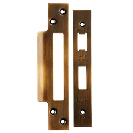 Eurospec Locks & Latches Antique Brass / Forend Strike & Fixing Packs Eurospec - Architectural Sashlock Forend & Strike Pack - Antique Brass