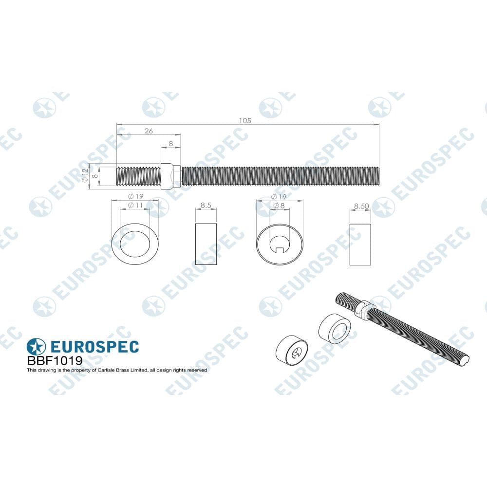 Eurospec Door Furniture Satin Stainless Steel Eurospec - Back To Back Fixing Pack - Satin Stainless Steel