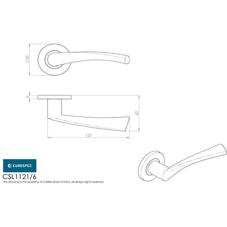 Eurospec Door Furniture Satin Stainless Steel / Round Rose Eurospec - Breeze Lever on 6mm Slim Fit Sprung Rose - Satin Stainless Steel
