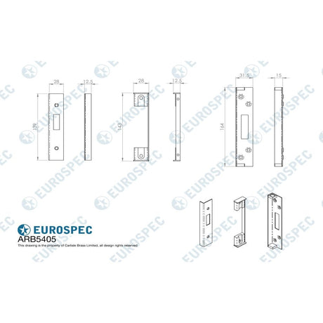 Eurospec Locks & Latches Satin Stainless Steel / Deadlock Rebate Sets Eurospec - BS Rebate Set (Deadlock) Cylinder - Satin Stainless Steel