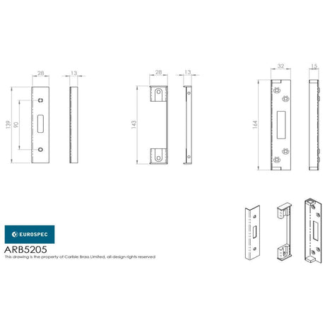 Eurospec Locks & Latches Satin Stainless Steel / Deadlock Rebate Sets Eurospec - BS Rebate Set (DeadLock) - Satin Stainless Steel