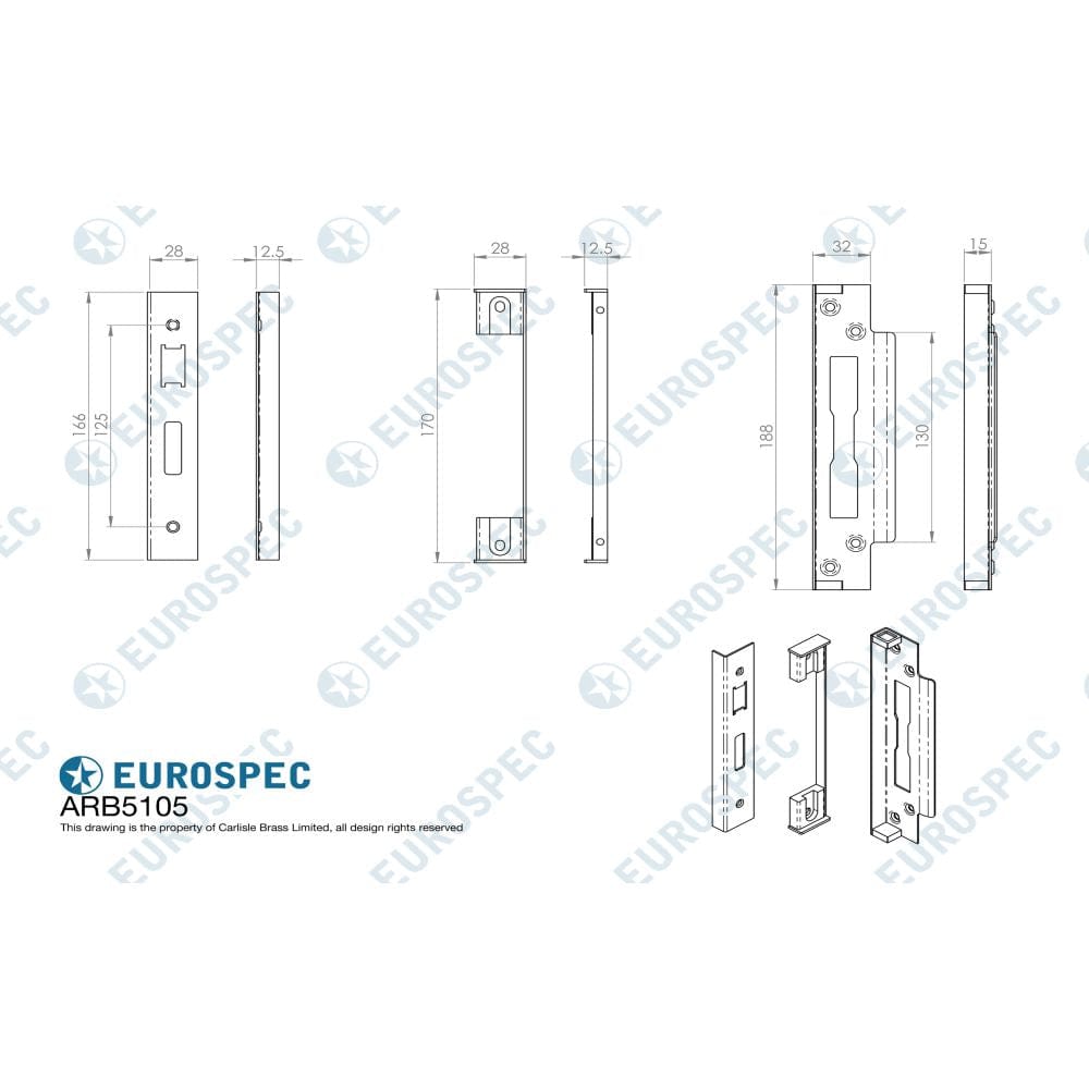 Eurospec Locks & Latches PVD / Sashlock Rebate Sets Eurospec - BS Rebate Set (Sash Lock) - PVD
