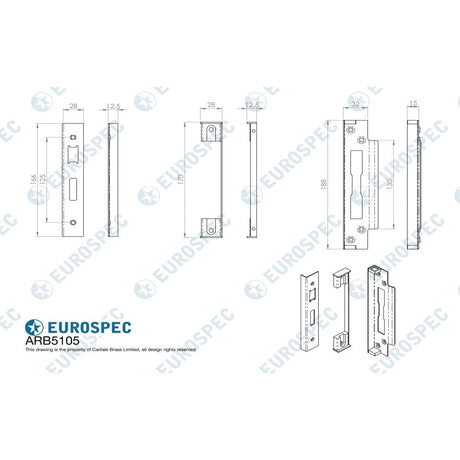 Eurospec Locks & Latches PVD / Sashlock Rebate Sets Eurospec - BS Rebate Set (Sash Lock) - PVD