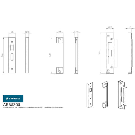 Eurospec Locks & Latches Satin Stainless Steel / Sashlock Rebate Sets Eurospec - BS Rebate Set (SashLock) Cylinder-Satin Stainless Steel