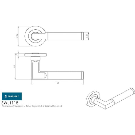 Eurospec Door Furniture Satin Stainless Steel / Round Rose Eurospec - Carbon Fibre Lever on Threaded Rose - Satin Stainless Steel