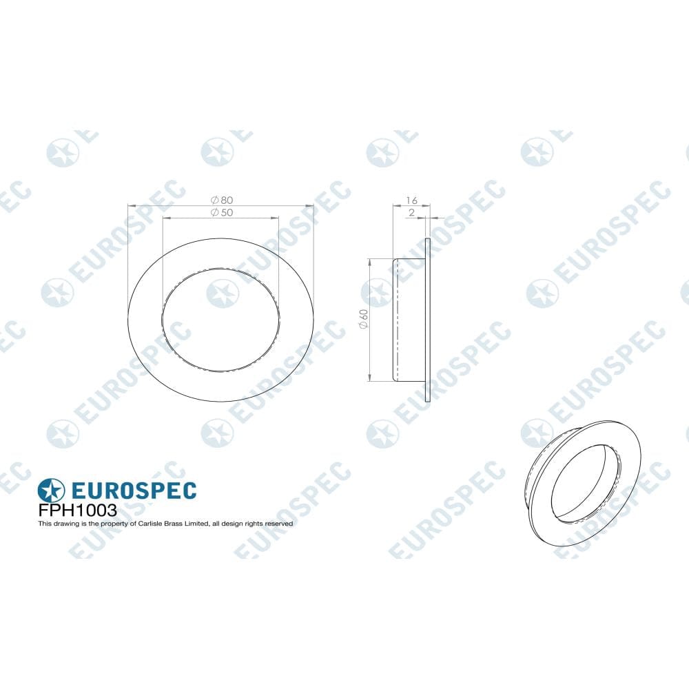 Eurospec Cabinet Hardware Satin Stainless Steel / Flush Handle / Round Eurospec - Circular Flush Pull - Satin Stainless Steel