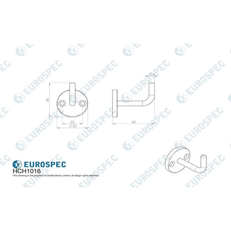 Eurospec Accessories Polished Stainless Steel / Single Coat Hooks Eurospec - Coat Hook - Bright Stainless Steel