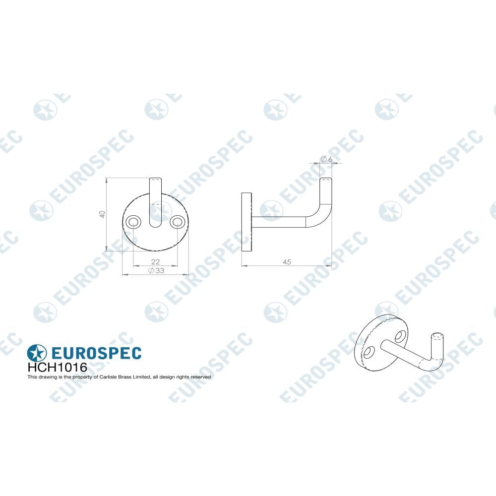 Eurospec Accessories Satin Stainless Steel / Single Coat Hooks Eurospec - Coat Hook - Satin Stainless Steel