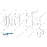 Eurospec Locks & Latches Satin Nickel / 3 Lever Sashlocks / 2.5" / 65mm Eurospec - Contract 3 Lever Sashlock 64mm - Satin Nickel