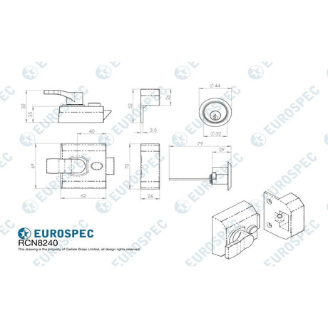 Eurospec Locks & Latches Polished Chrome / 40mm Eurospec - Contract Rim Cylinder Nightlatch 40mm - Polished Chrome