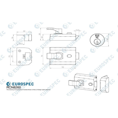 Eurospec Locks & Latches Polished Chrome / 60mm Eurospec - Contract Rim Cylinder Nightlatch Complete 60mm - Polished Chrome