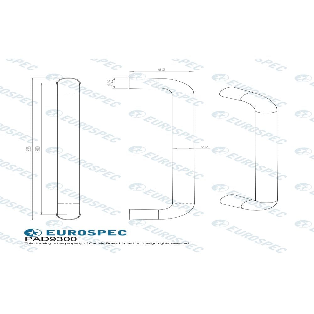 Eurospec Door Furniture Satin Anodised Aluminium / Pull Handles (Bolt Through) Eurospec - D Pull Handle - Satin Anodised Aluminium