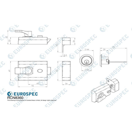 Eurospec Locks & Latches Polished Chrome / 60mm / Deadlocking Nightlatch Eurospec - Deadlocking Rim Cylinder Nightlatch 60mm - Polished Chrome