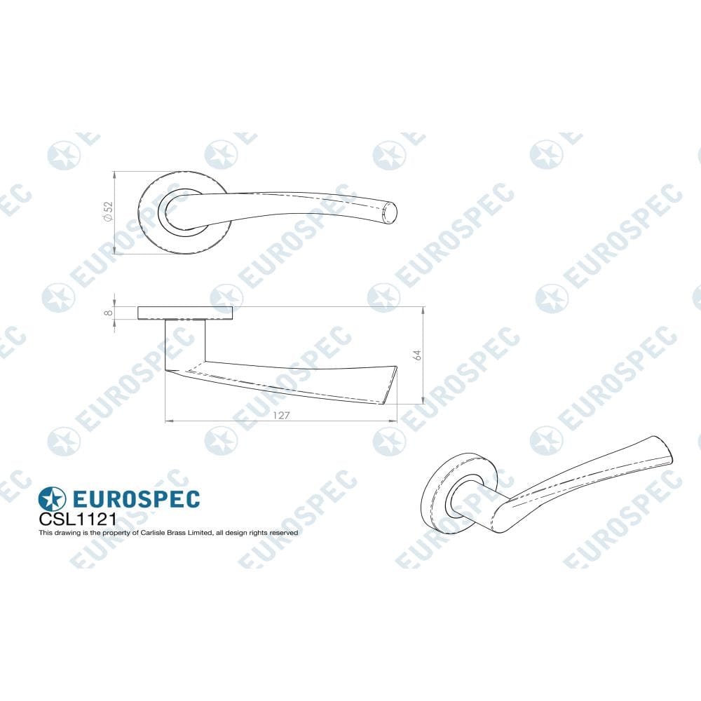 Eurospec Door Furniture Satin Stainless Steel / Round Rose Eurospec - Designer Lever on Sprung Rose - Satin Stainless Steel