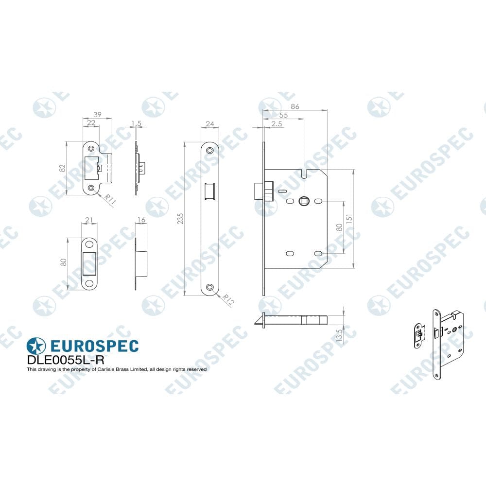 Eurospec Locks & Latches Satin Stainless Steel / DIN Latch Eurospec - Din Latch Radius - Satin Stainless Steel