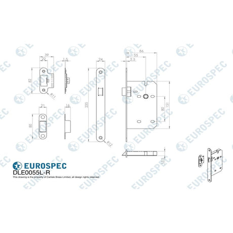 Eurospec Locks & Latches Satin Stainless Steel / DIN Latch Eurospec - Din Latch Radius - Satin Stainless Steel