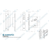 Eurospec Locks & Latches PVD / 5 Lever Sashlocks / 3" / 76mm Eurospec - Easi T 5 Lever BS Sashlock 76mm - PVD