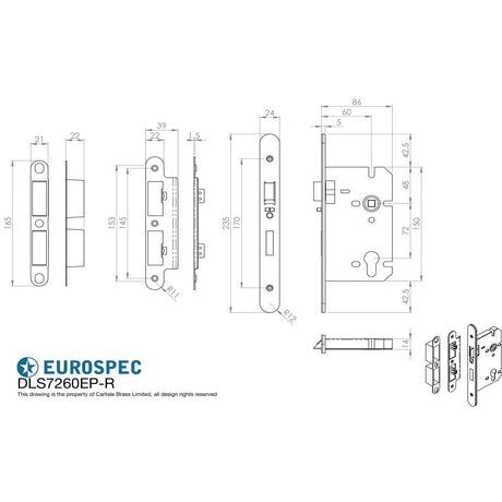 Eurospec Locks & Latches Satin Stainless Steel / DIN Euro Sash Lock Eurospec - Easi-T Din Euro Profile Sashlock - Satin Stainless Steel
