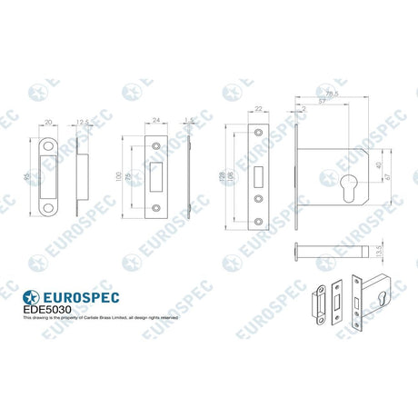 Eurospec Locks & Latches Satin Nickel / Euro Profile Deadlocks / 3" / 76mm Eurospec - Easi-T Economy Euro Profile Deadlock 76mm - Satin Nickel