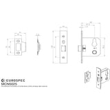 Eurospec Locks & Latches Satin Stainless Steel / DIN Night Latch Eurospec - Easi-T Euro Profile Cylinder Night Latch - Case Only 64mm - Satin Sta