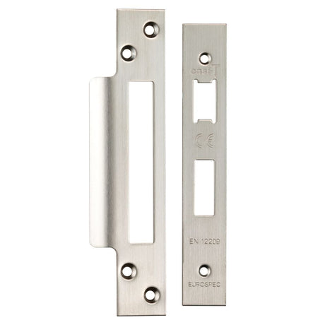 Eurospec Locks & Latches Satin Stainless Steel / Fixing Packs Eurospec - Easi - T Forend Strike and Fixing Pack-Satin Stainless Steel-Square F