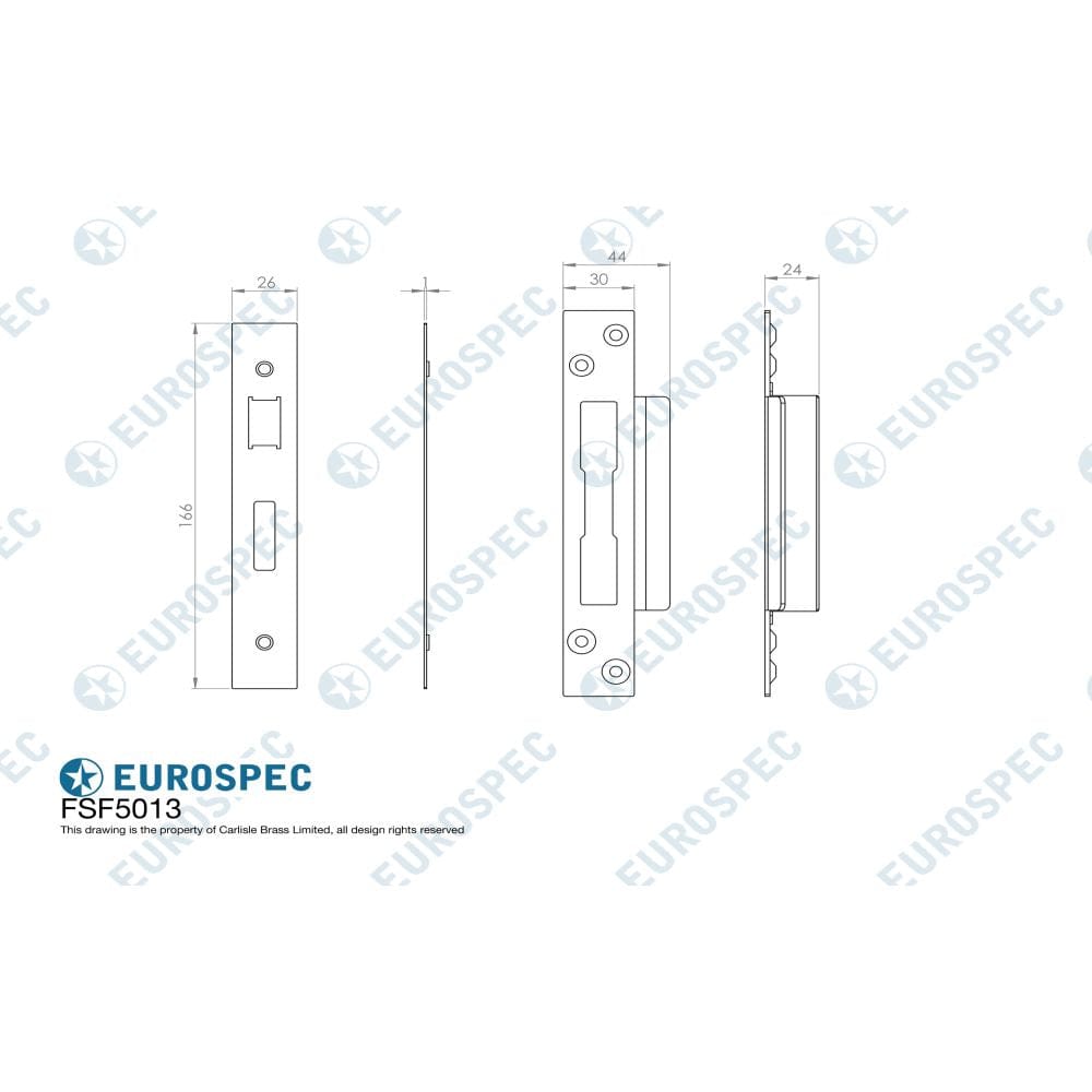 Eurospec Locks & Latches Bright Stainless Steel / Fixing Packs Eurospec - Easi T Forend Strike & FIxing Pack To Suit BS 5 Lever Sashlock-Bright