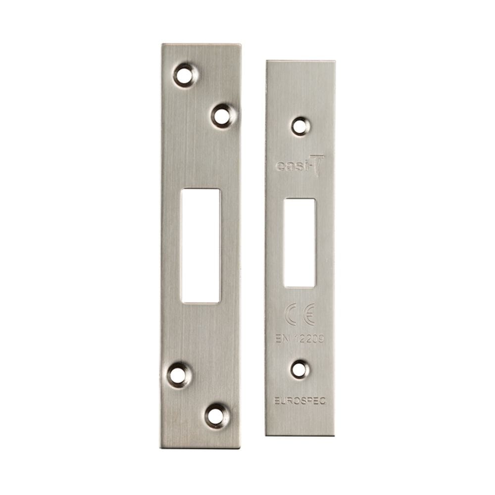 Eurospec Locks & Latches Satin Stainless Steel / Fixing Packs Eurospec - Easi T Forend Strikes & Fixing Pack Deadlocks-Satin Stainless Steel-S