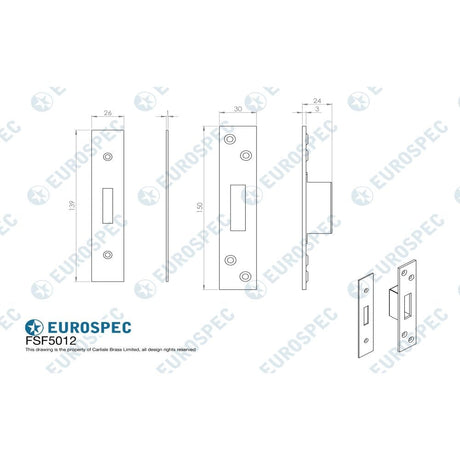 Eurospec Locks & Latches Bright Stainless Steel / Fixing Packs Eurospec - Easi T Forend Strikes & Fixing Pack To Suit BS 5 Lever Deadlock-Brigh