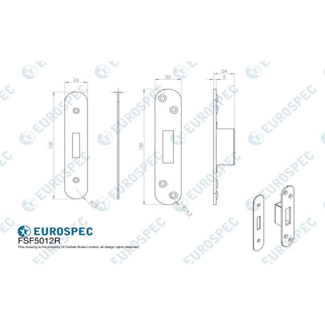 Eurospec Locks & Latches Bright Stainless Steel / Fixing Packs Eurospec - Easi T Forend Strikes & Fixing Pack To Suit BS 5 Lever Deadlock-Brigh