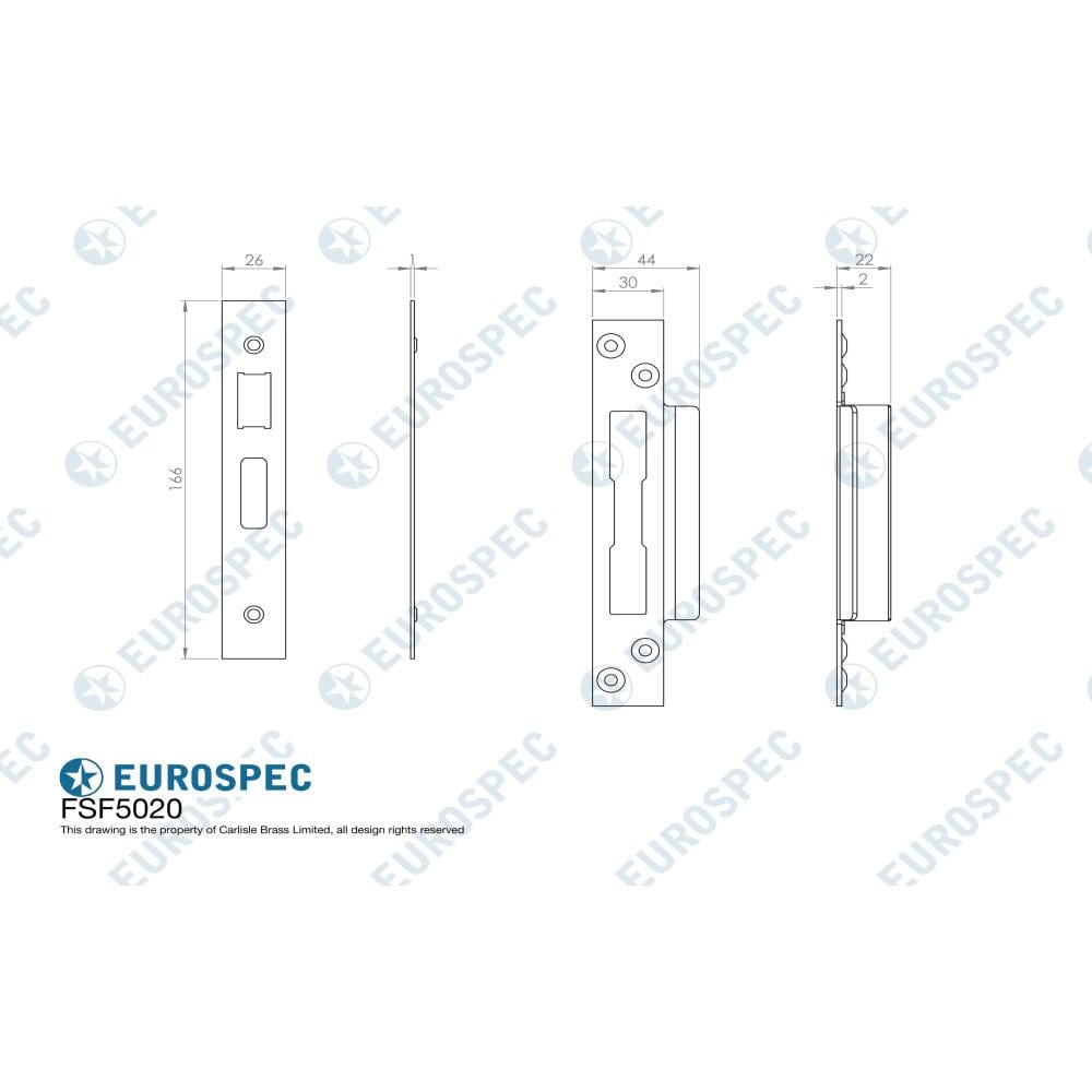 Eurospec Locks & Latches PVD / Fixing Packs Eurospec - Easi T Forend Strikes & Fixing Pack To Suit BS Cylinder Sashlock-PVD-