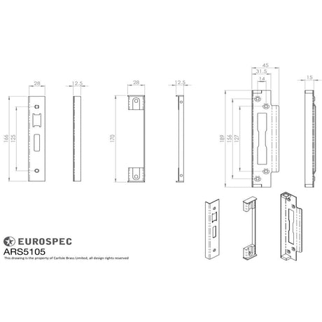 Eurospec Locks & Latches PVD / Sashlock Rebate Sets Eurospec - Easi - T Rebate Set Sashlock 13Mm