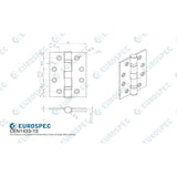Eurospec Hinges Polished Stainless Steel / Ball Bearing Hinges / 4" x (102mm) Eurospec - Enduro Grade 13 Ball Bearing Hinge 102 x 76mm, Grade 316 Stainless Steel - BSS