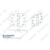 Eurospec Hinges Satin Stainless Steel / Ball Bearing Hinges / 4" x (102mm) Eurospec - Enduro Grade 13 Ball Bearing Hinge, Grade 316 - SSS