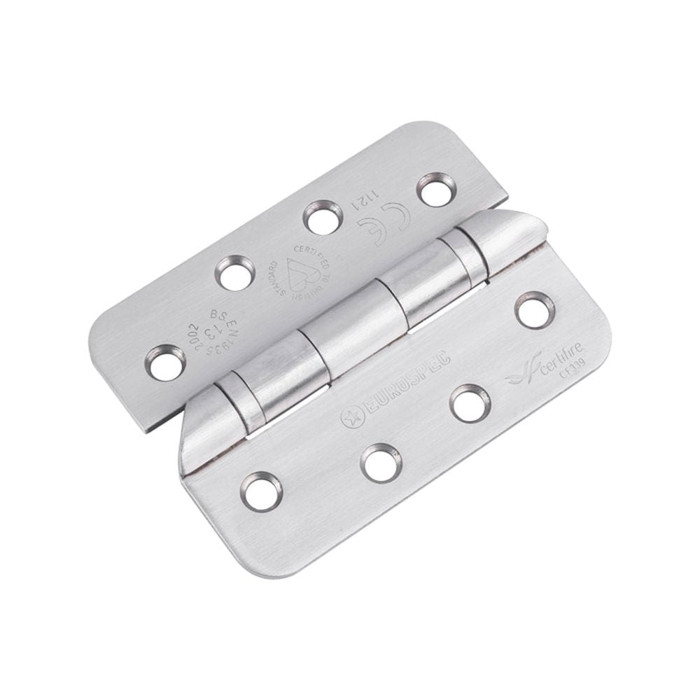 Eurospec Hinges Satin Stainless Steel / Ball Bearing Hinges / 4" x (102mm) Eurospec - Enduro Grade 13 Ball Bearing Hospital Tip Hinge Radius - SSS