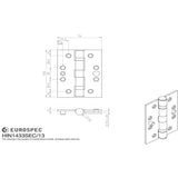 Eurospec Hinges Satin Stainless Steel / Ball Bearing Hinges / 4" x (102mm) Eurospec - Enduro Grade 13 Ball Bearing Security Hinge 102 x 76mm - SSS