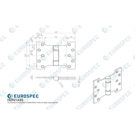Eurospec Hinges Satin Stainless Steel / Parliament Hinges / 4" x (102mm) Eurospec - Enduromax Grade 13 Parliament Hinge 102 x 127mm - SSS