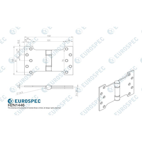 Eurospec Hinges Stainless Brass / Parliament Hinges / 4" x (102mm) Eurospec - Enduromax Grade 13 Parliament Hinge 102 x 152mm - PVD
