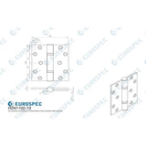 Eurospec Hinges Satin Stainless Steel / Ball Bearing Hinges / 4" x (102mm) Eurospec - Enduromax Grade 13 Thrust Bearing Hinge - SSS
