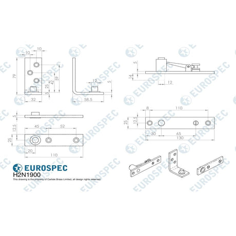 Eurospec Hinges Satin Stainless Steel / Ball Bearing Hinges Eurospec - Enduromax Standard Thrust Bearing Pivot Set - SSS