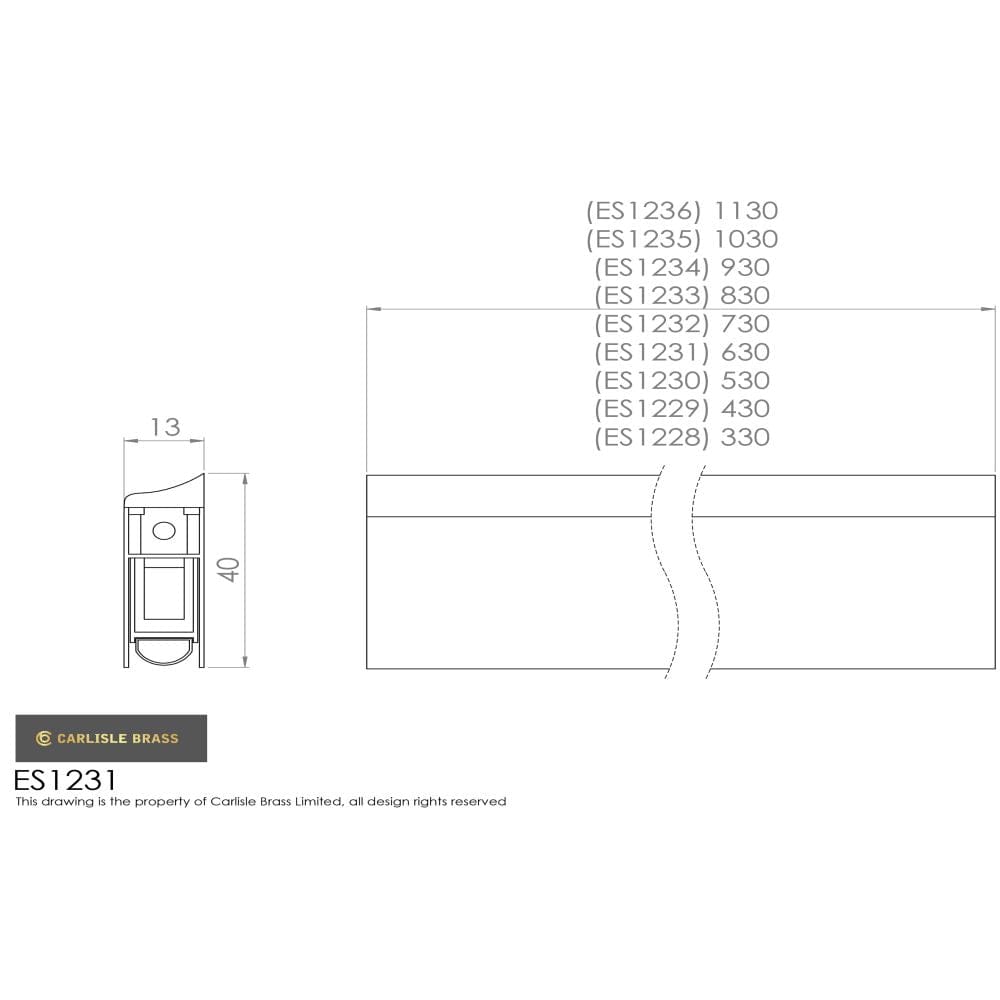 Eurospec Door Furniture Satin Anodised Aluminium / Fire & Acoustic Seals Eurospec - ES Surface 37 DB Range 930mm. - Satin Anodised Aluminium