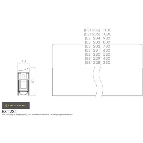 Eurospec Door Furniture Satin Anodised Aluminium / Fire & Acoustic Seals Eurospec - ES Surface 37 DB Range 930mm. - Satin Anodised Aluminium