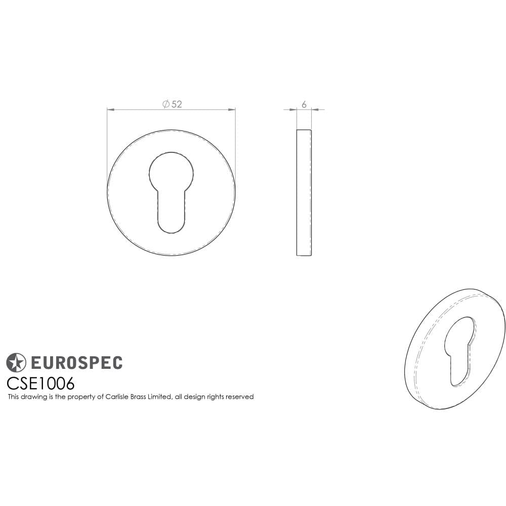 Eurospec Door Furniture Satin Stainless Steel / Euro Profile Escutcheons Eurospec - Euro Escutcheon - Satin Stainless Steel