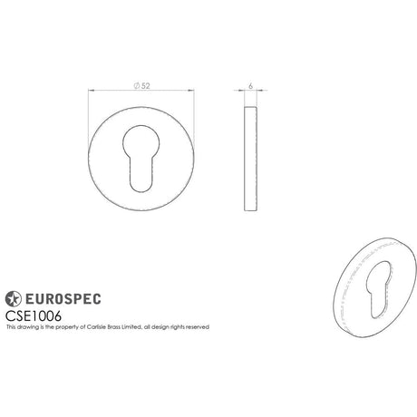 Eurospec Door Furniture Satin Stainless Steel / Euro Profile Escutcheons Eurospec - Euro Escutcheon - Satin Stainless Steel