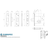 Eurospec Locks & Latches Satin Stainless Steel / Euro Profile Deadlocks / 2.5" / 65mm Eurospec - Euro Profile Deadlock 64mm - Satin Stainless Steel