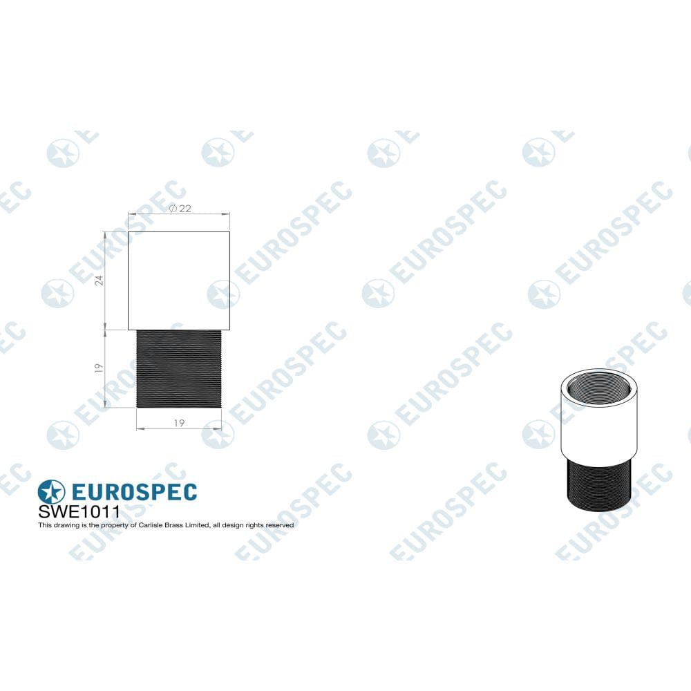 Eurospec Door Furniture Satin Stainless Steel / Door Viewers Eurospec - Extension Sleeve for SWE1010 Door Viewer
