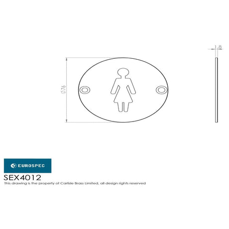 Eurospec Door Furniture Satin Anodised Aluminium / Signs Eurospec - Female Symbol - Satin Anodised Aluminium