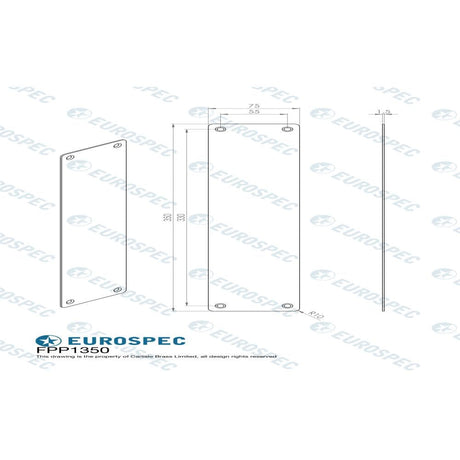 Eurospec Door Furniture Satin Stainless Steel / Finger Plates / 350 x 75mm Eurospec - Finger Plate Plain 350 x 75mm - SSS