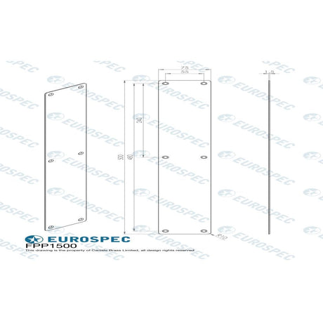 Eurospec Door Furniture Satin Stainless Steel / Finger Plates / 500 x 75mm Eurospec - Finger Plate Plain 500 x 75mm - SSS